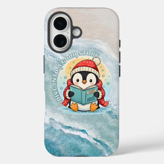 Whimsical Reading Penguin iPhone 16 Stroeve Pantse Case-Mate iPhone Case (Achterkant)