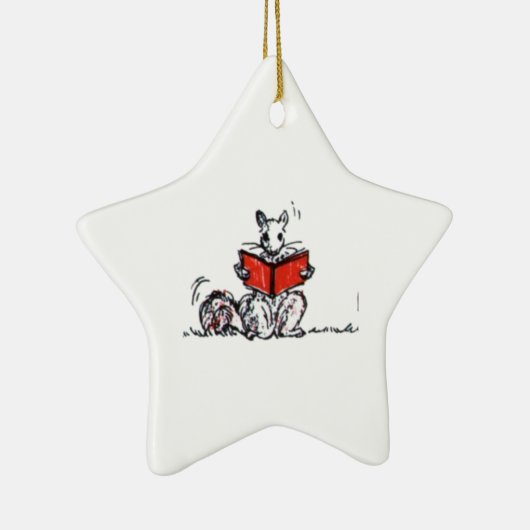 Whimsical  Reading Squirrels Keramisch Ornament (Rechts)
