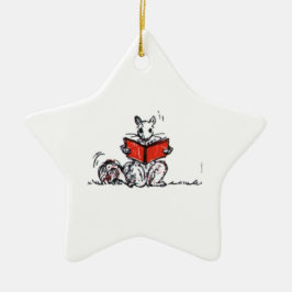 Whimsical  Reading Squirrels Keramisch Ornament