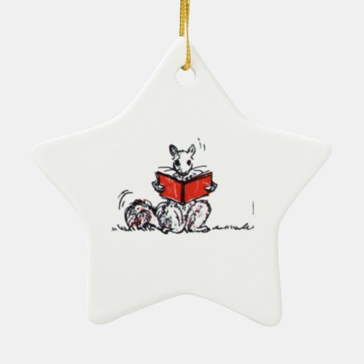 Whimsical  Reading Squirrels Keramisch Ornament (Achterkant)