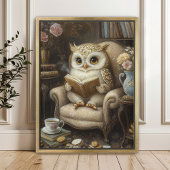 Whimsical Reading Uil Book Lover Art Print