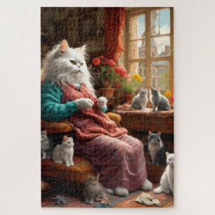 Whimsical Realistic Mama Cat & Kittens Legpuzzel