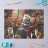 Whimsical Realistic Mama Cat & Kittens Tissuepapier (Craft)