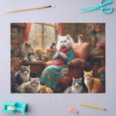 Whimsical Realistic Mama Cat & Kittens Tissuepapier (Craft)