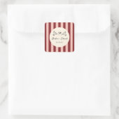 Whimsical Red and Blush Pink Striped Wedding  Vierkante Sticker (Tas)