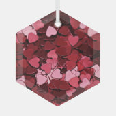 Whimsical Red and Pink Floating Hearts Confetti Glas Ornament (Voorkant)