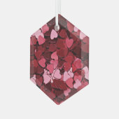 Whimsical Red and Pink Floating Hearts Confetti Glas Ornament (Voorkant links)