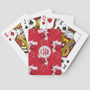 Whimsical Red and White Poinsettia Pattern Pokerkaarten