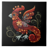 Whimsical Red Bird Tegeltje (Voorkant)