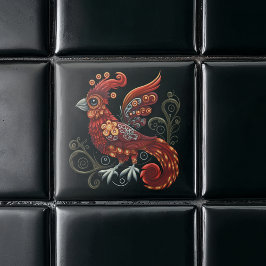 Whimsical Red Bird Tegeltje