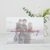 Whimsical Red Blessings 2 Horizontale foto's Feestdagenkaart (Staand voorkant)