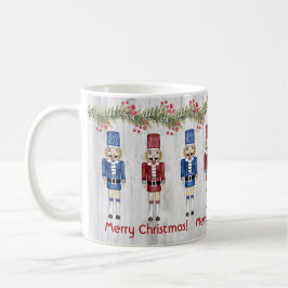 Whimsical Red Blue Nutcrackers Merry Kerstmis Koffiemok