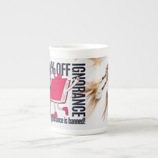 Whimsical Red Book Character Ignorance Banned  Porselein Kop (Voorkant)