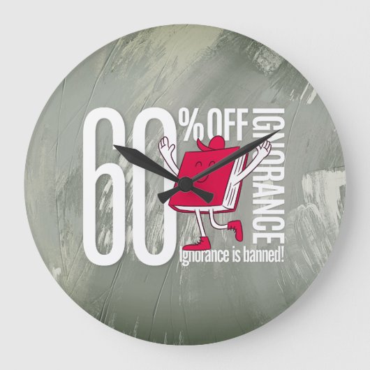 Whimsical Red Book Ignorance is Banned Acrylic Grote Klok (Voorkant)