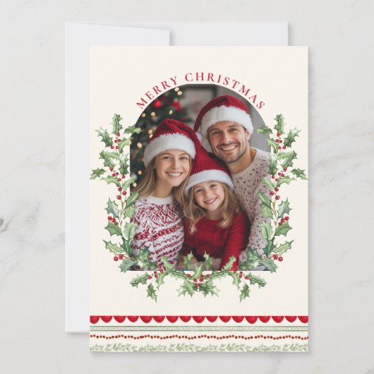 Whimsical Red Bow Family Photo Classic Feestdagenkaart (Voorkant)