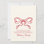 Whimsical Red Bow Family Photo Classic Feestdagenkaart (Achterkant)