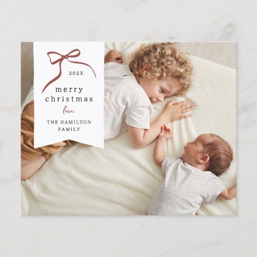 Whimsical Red Bow Kerstvakantie Foto Budget (Voorkant)