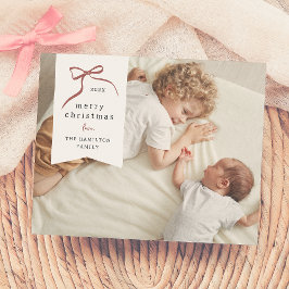 Whimsical Red Bow Kerstvakantie Foto Budget