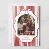 Whimsical Red Bow Merry Christmas Family Photo Feestdagenkaart (Voorkant)