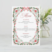 Whimsical Red Bow Printable Christmas Menu Card Kaart (Staand voorkant)
