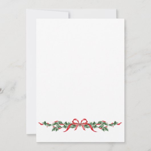 Whimsical Red Bow Printable Christmas Menu Card Kaart (Achterkant)