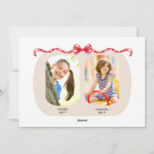 Whimsical Red Bow Ribbon 3 Foto's Kerstmis Feestdagenkaart (Achterkant)