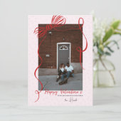 Whimsical Red Bow Valentine’s Photo Card Kaart (Staand voorkant)