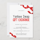 Whimsical Red Bow Yankee Swap Gift Exchange Kaart (Voorkant)
