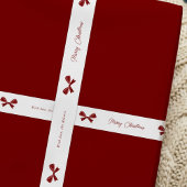 Whimsical Red Bows Merry Christmas Custom Name Satijnen Lint