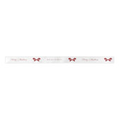Whimsical Red Bows Merry Christmas Custom Name Satijnen Lint (Voorkant)