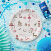Whimsical Red Christmas Baby Shower Paper Plates Papieren Bordje (Feest)
