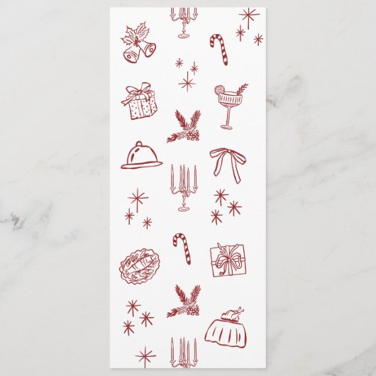 Whimsical Red Christmas Tree Dinner Menu (Achterkant)