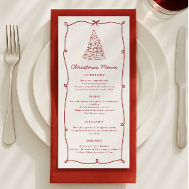 Whimsical Red Christmas Tree Dinner Menu