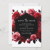 Whimsical Red Crimson Red Wedding Save The Date (Voorkant)