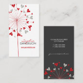 Whimsical Red Dandelions Love Hearts Moderne Chic Visitekaartje (Voorkant / Achterkant)