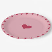 Whimsical Red Doodled Hearts op Soft Pink Papieren Bordje (Gekanteld)