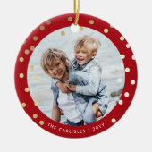 Whimsical Red en Gold Confetti 2 Keramisch Ornament (Voorkant)