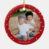 Whimsical Red en Gold Confetti 2 Keramisch Ornament (Achterkant)