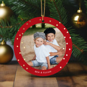 Whimsical Red en Gold Confetti 2 Keramisch Ornament