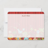 Whimsical Red Floral Garden and Bird Fun Wedding Bedankkaart (Voorkant)