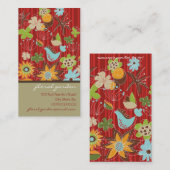 Whimsical Red Floral Garden Blooms Modern Chic Visitekaartje (Voorkant / Achterkant)