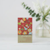 Whimsical Red Floral Garden Blooms Modern Chic Visitekaartje (Staand voorkant)