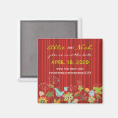 Whimsical Red Floral Garden Save the Date Magnet (Voorkant / Achterkant)