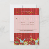 Whimsical Red Floral Garden Wedding RSVP-kaart RSVP Kaartje (Voorkant)