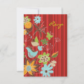 Whimsical Red Floral Garden Wedding RSVP-kaart RSVP Kaartje (Achterkant)