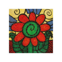 Whimsical Red Flower from Original Painting