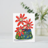 Whimsical Red Flowers Briefkaart (Staand voorkant)