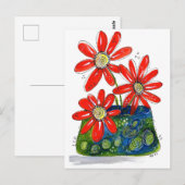 Whimsical Red Flowers Briefkaart (Voorkant / Achterkant)