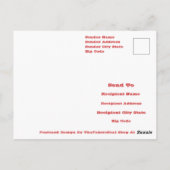 Whimsical Red Flowers Green Leaves On White Art Briefkaart (Achterkant)