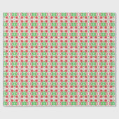 Whimsical Red Flowers Green Leaves On White Art Cadeaupapier (Vlak)
